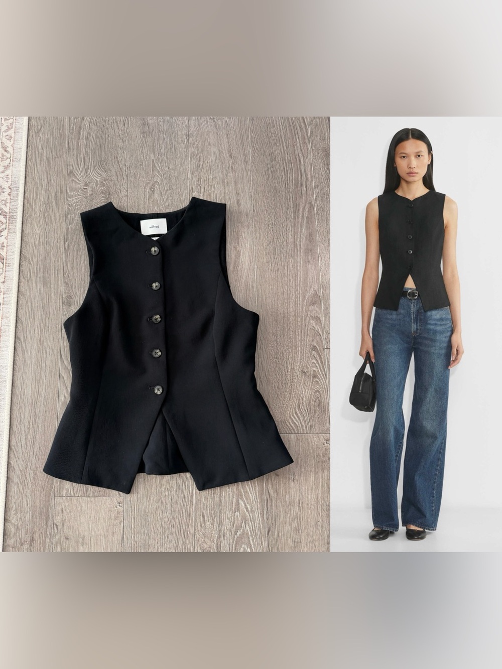 Aritzia Wilfred Regal Button-Front Vest (Crepette)
